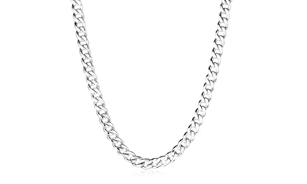Men's Polished Stainless Steel 24 inch Curb Chain Necklace