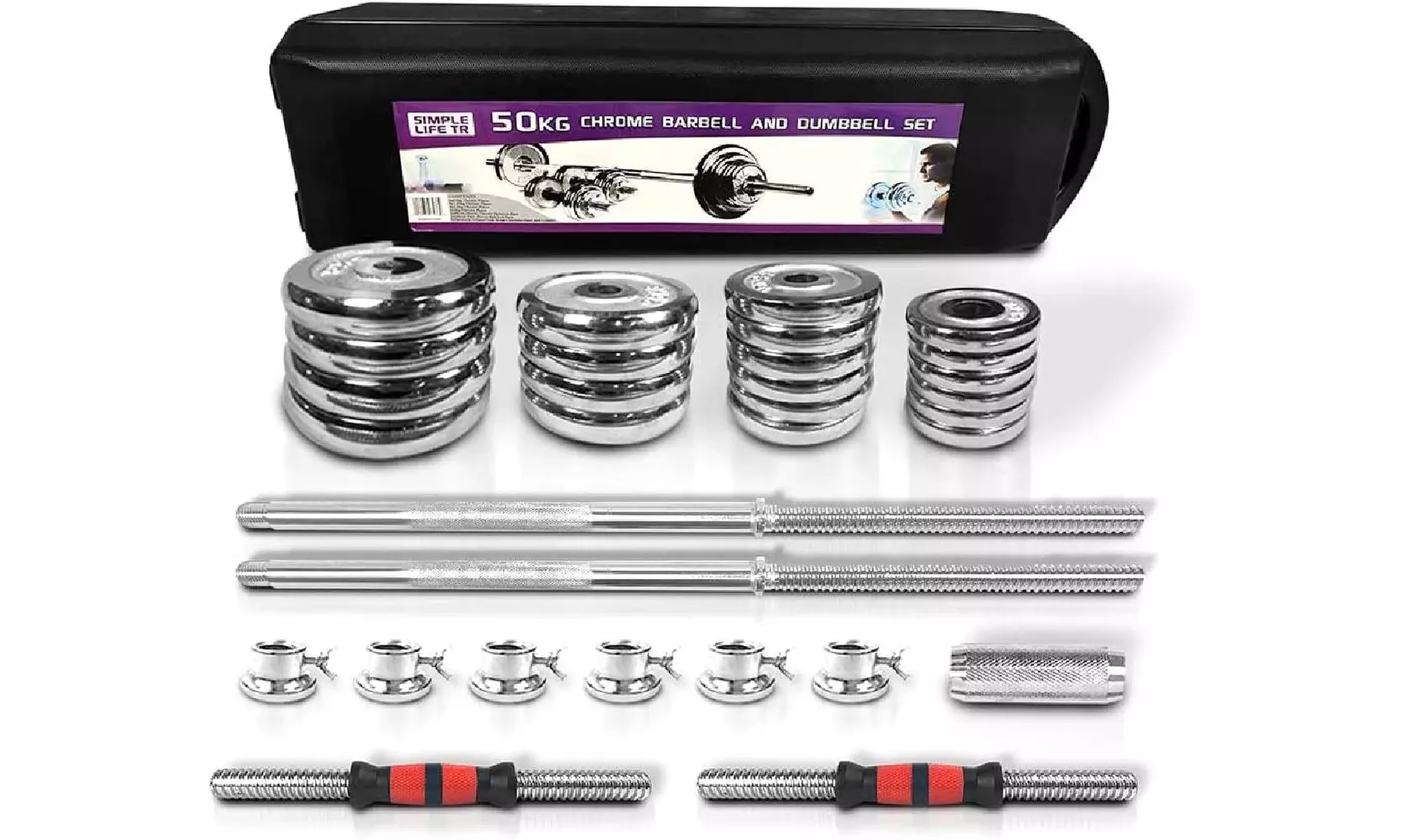 110 Ibs Adjustable Cast Iron Dumbbell Sets with Portable Packing Box - Primary Image