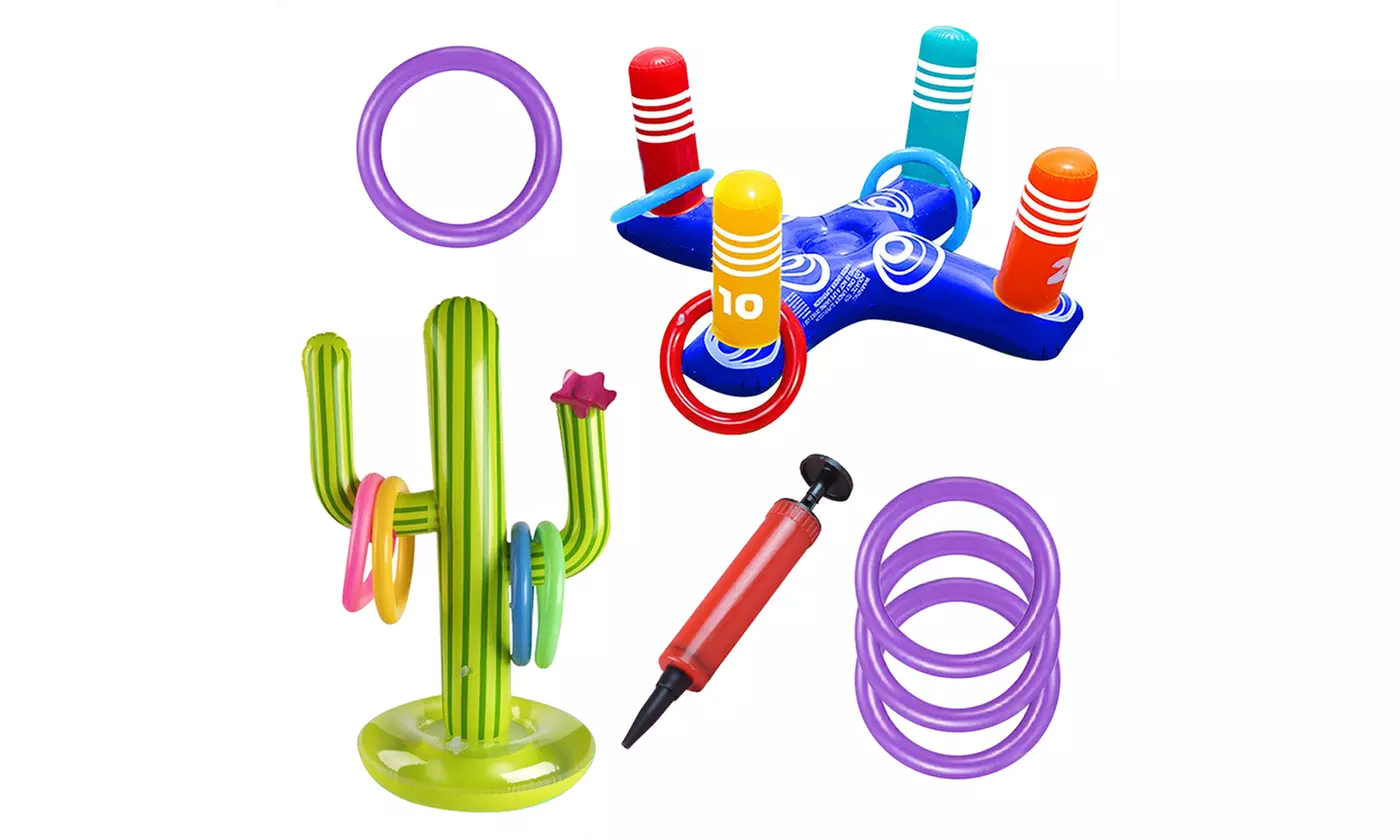 2PCS Inflatable Pool Ring Toss Game Floating Swimming Pool Cactus Ring Toys Set - Image 4