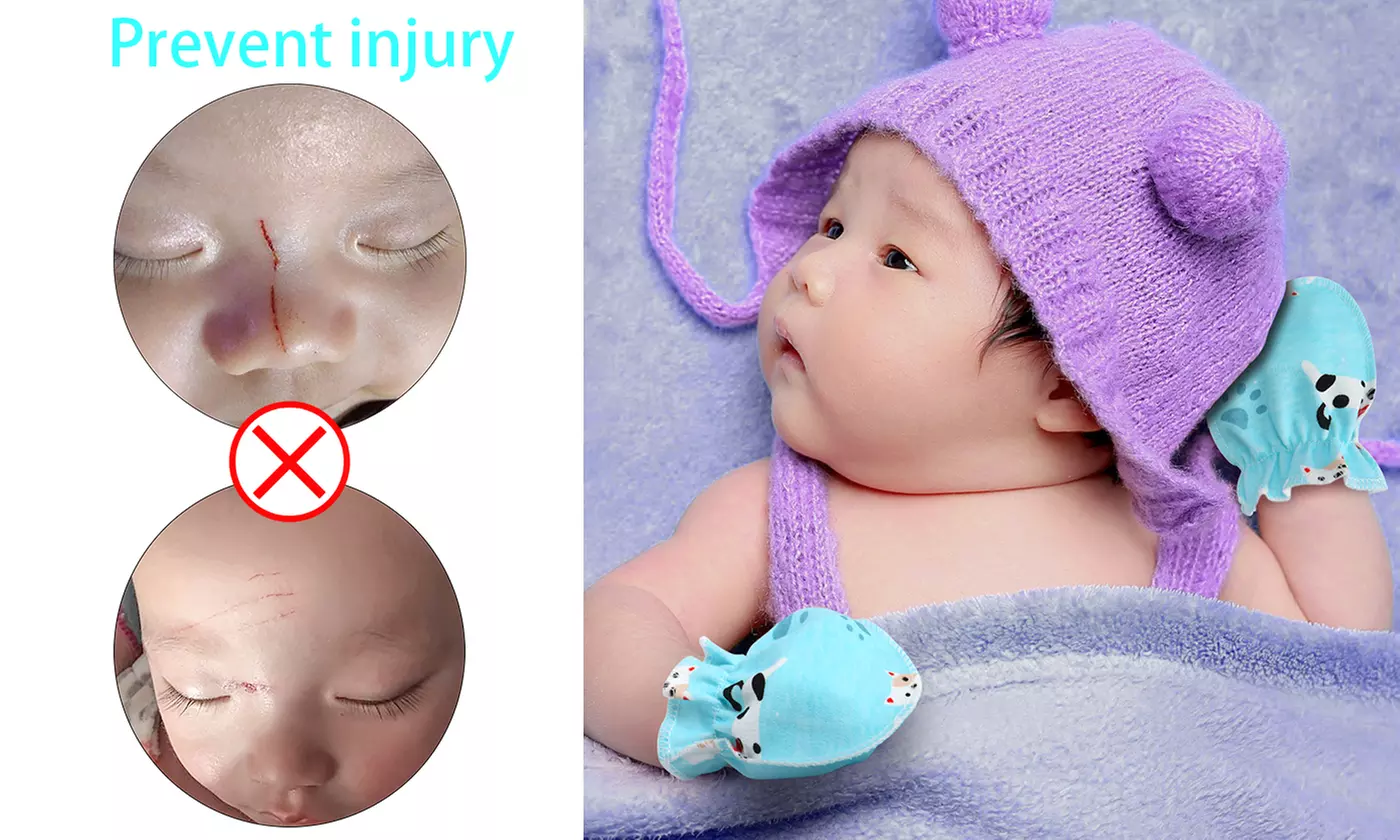 12 Pairs Newborn Baby Cotton Infant No Scratch Mittens Gloves