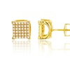Image 3: Certified Jewelry Men's 14K Gold and Sterling Silver Square Lab Diamond Earrings