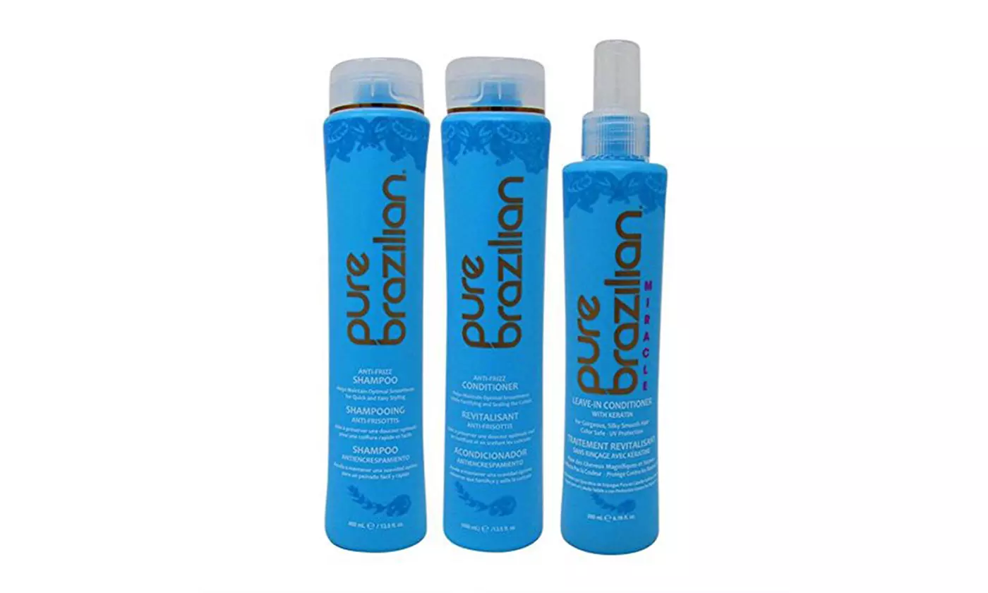 Pure Brazilian Anti-Frizz Shampoom, Conditioner & MIRACLE Leave-In Conditioner - Primary Image