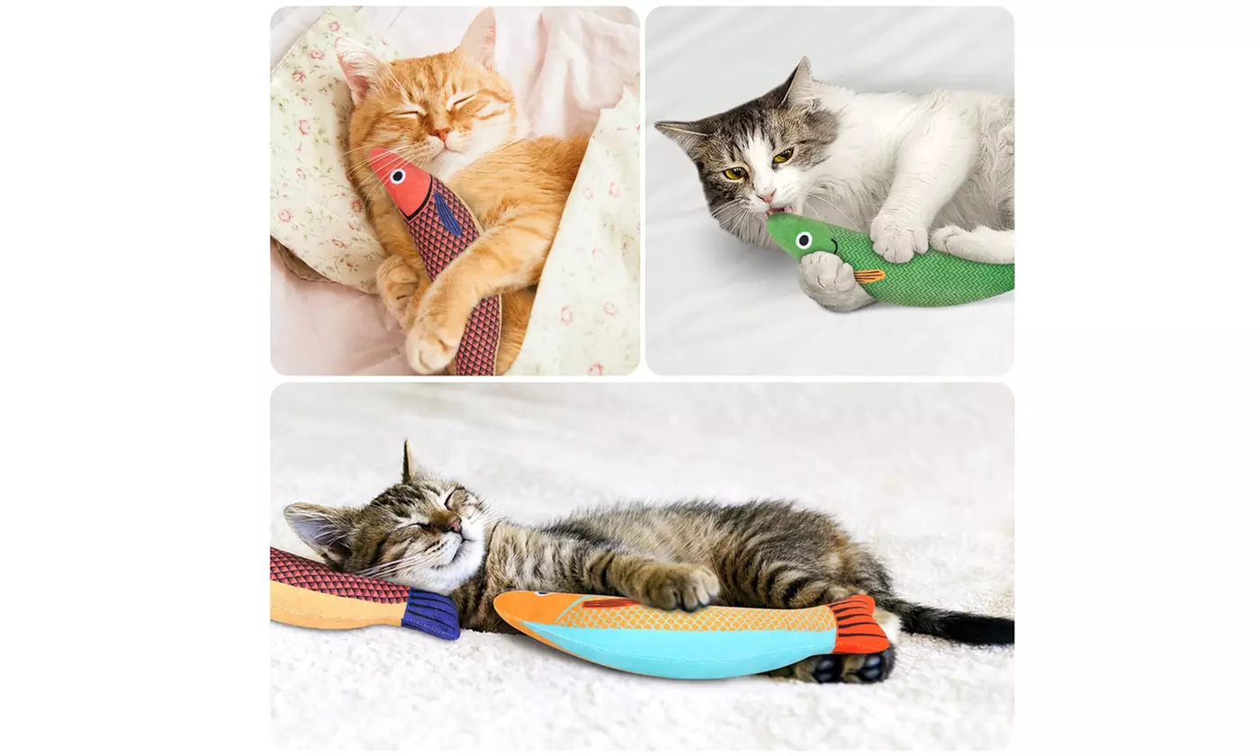 Set of 3 Fish Cat Toys with Crinkle Sound