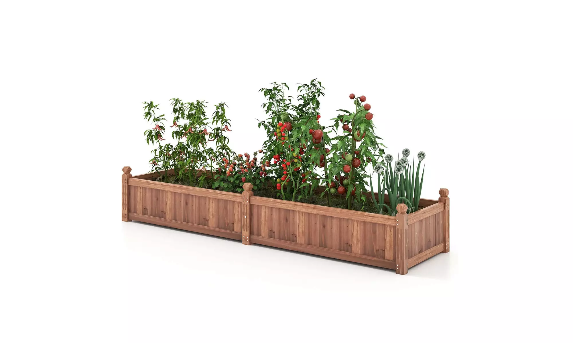 Costway Wooden Raised Garden Bed Outdoor Rectangular Planter Box