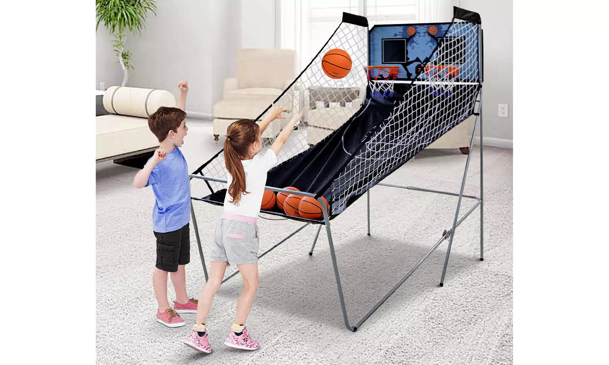 ZENY Foldable Electronic Shootout Basketball Arcade Game w/ 4 Balls - Second Medium