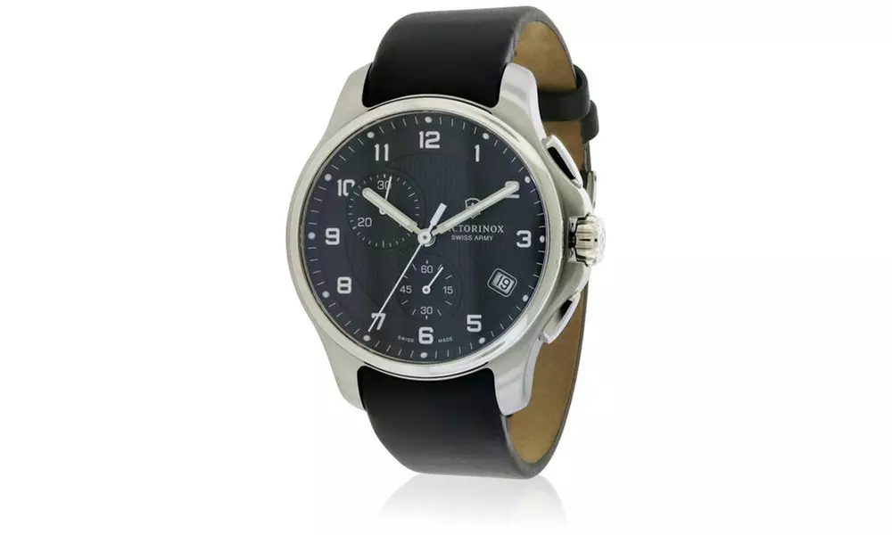Swiss Army Victorinox Officers Leather Chronograph Mens Watch 241552 - Primary Image