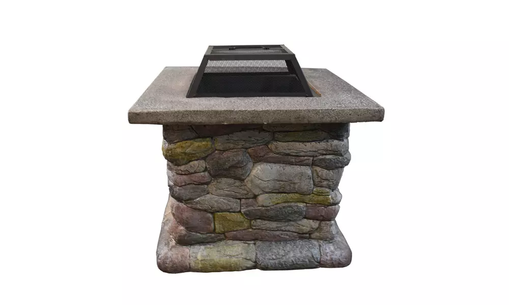 Astella 30 Inch Outdoor Cast stone Fire Pit with Fire Poker Included - Second Medium