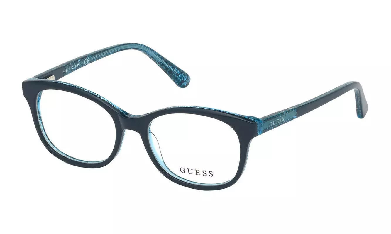 Guess Kid Eyeglasses GU9181-090-47/Shiny Blue Frame/Demo Lenses - Primary Image