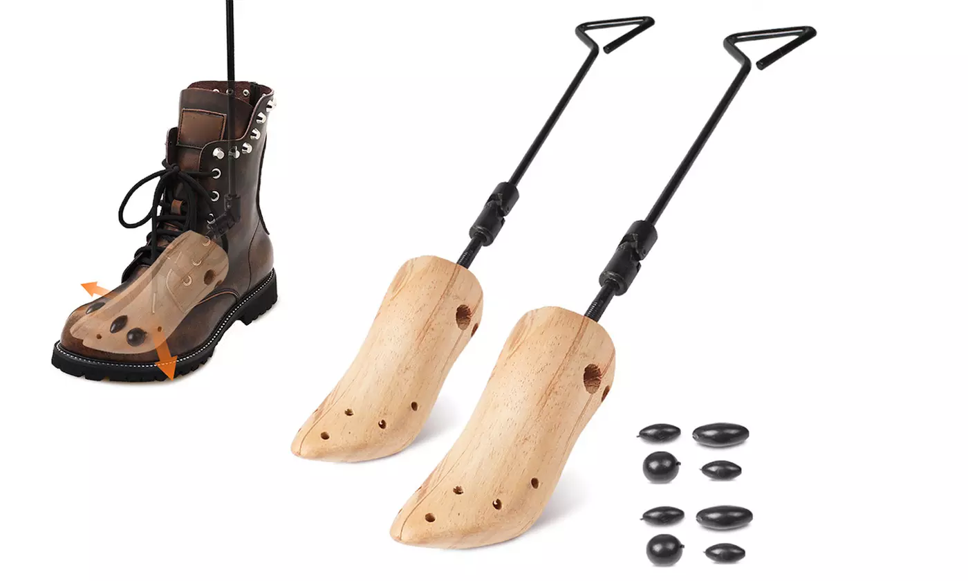 iMounTEK 2-Way Wood Boot Stretchers Shoe Expander w/ Adjustable Length & Width