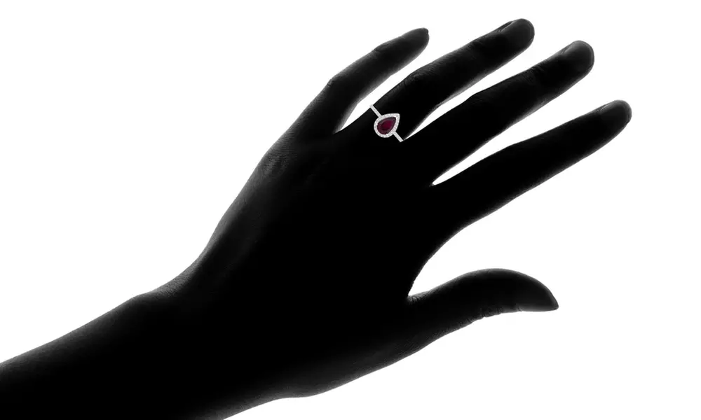 Pear Shape Ruby & White Sapphire Fashion Ring Sterling Silver Jewelry for Women