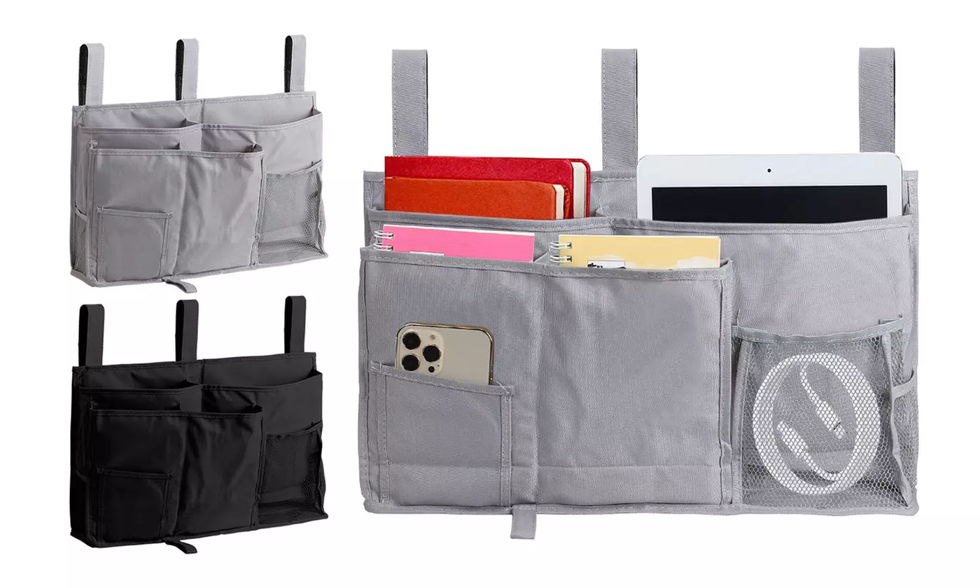 8 Pockets Bedside Caddy Hanging Bed Organizer Storage Bag - Primary Image