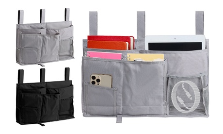 8 Pockets Bedside Caddy Hanging Bed Organizer Storage Bag Grey Bed Organizer