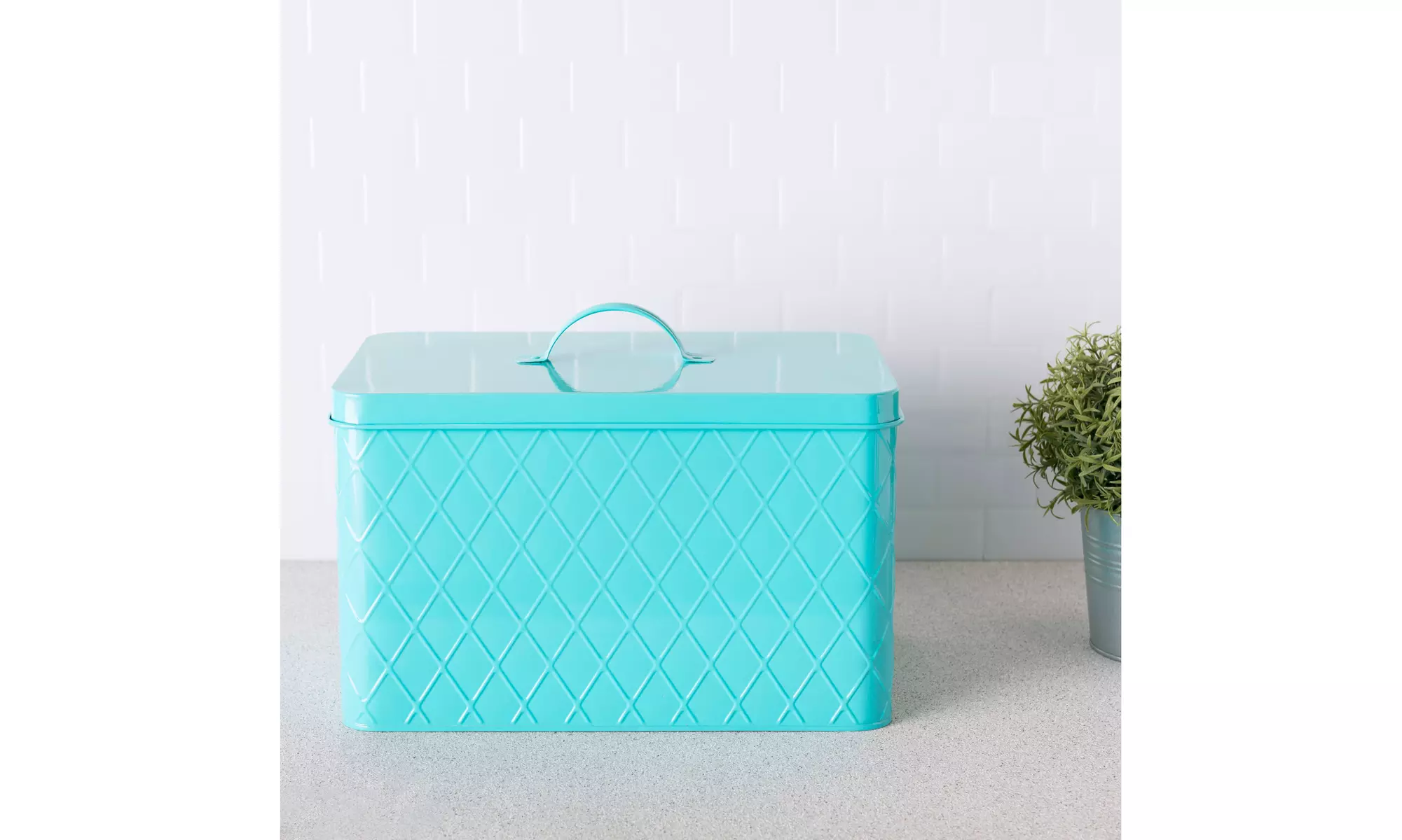 Heritage Houseware Tin Bread Box, Turquoise - Primary Image
