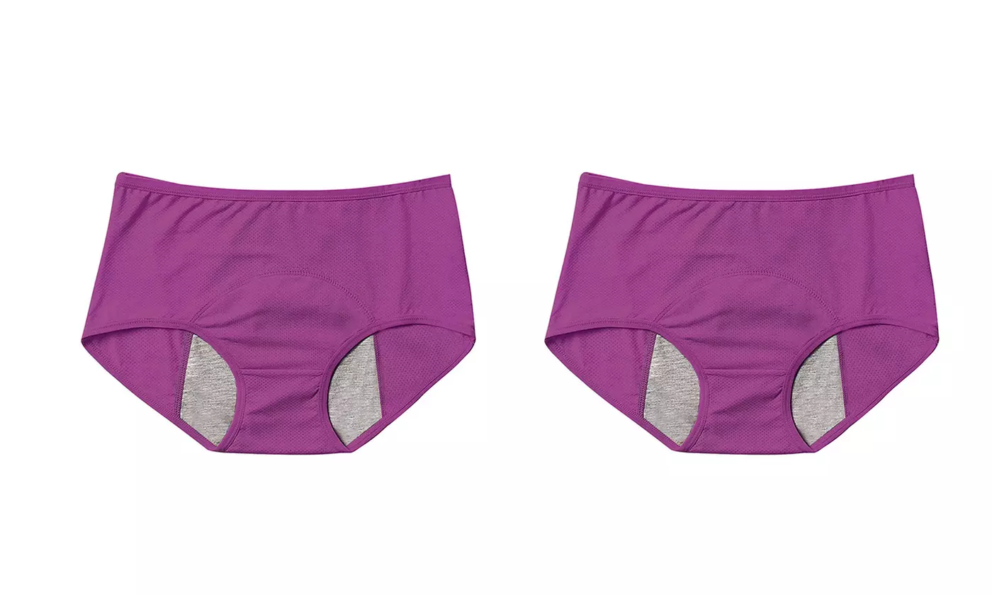 2 Pack Women Menstrual Period Underwear Breathable Leak Proof Panties Briefs