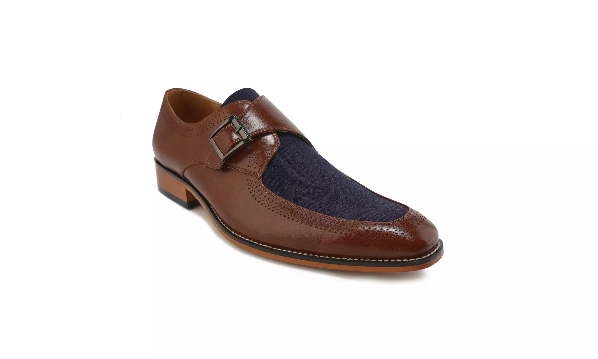 Gino Vitale Moc Toe Monk Strap Two-Tone Loafer