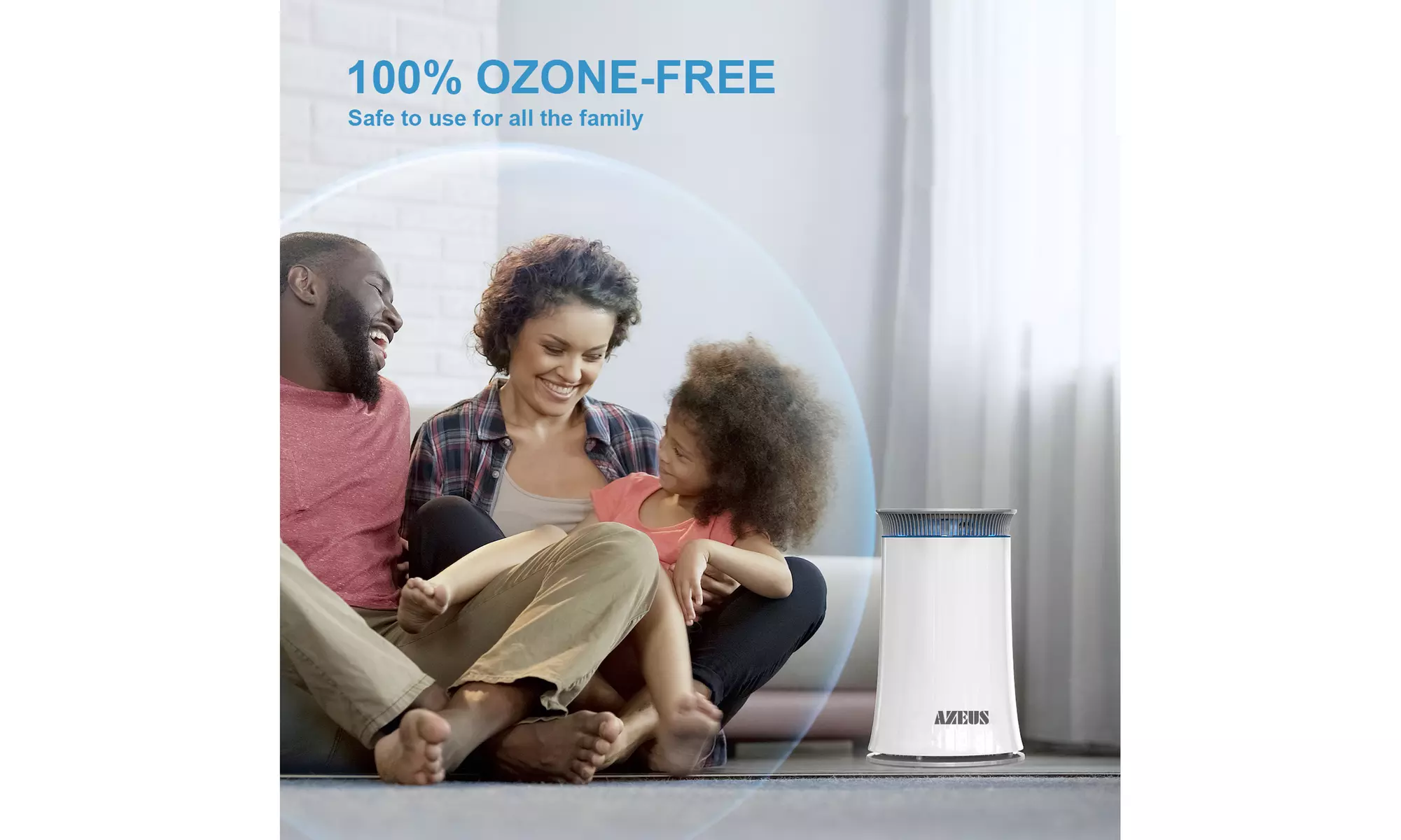 AZEUS High CADR Air Purifier, up to 376ft2, Quiet, Ozone-Free 