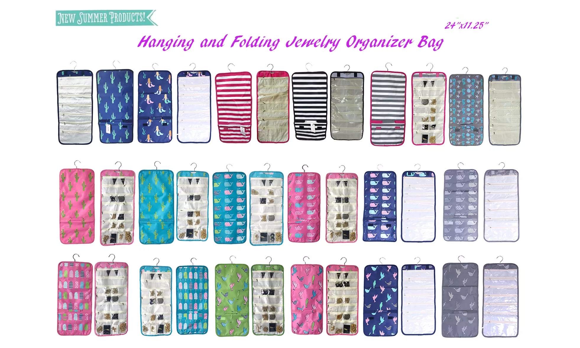 28 slots Hanging Folding Jewelry Organizer Bag  - Primary Image