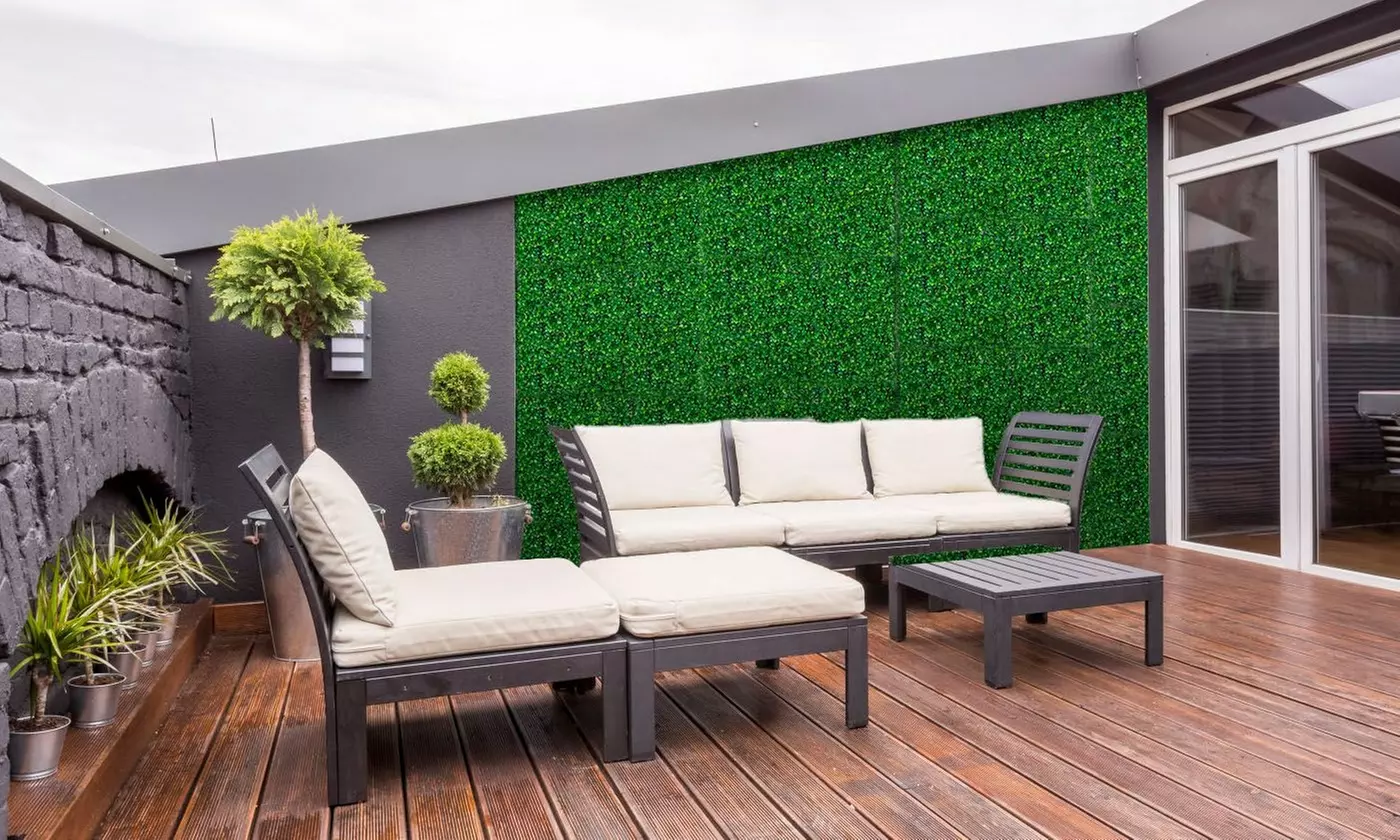 iNova 24"x16" Artificial Grass Wall Panels Boxwood Topiary Hedge Mats (12-Pack)