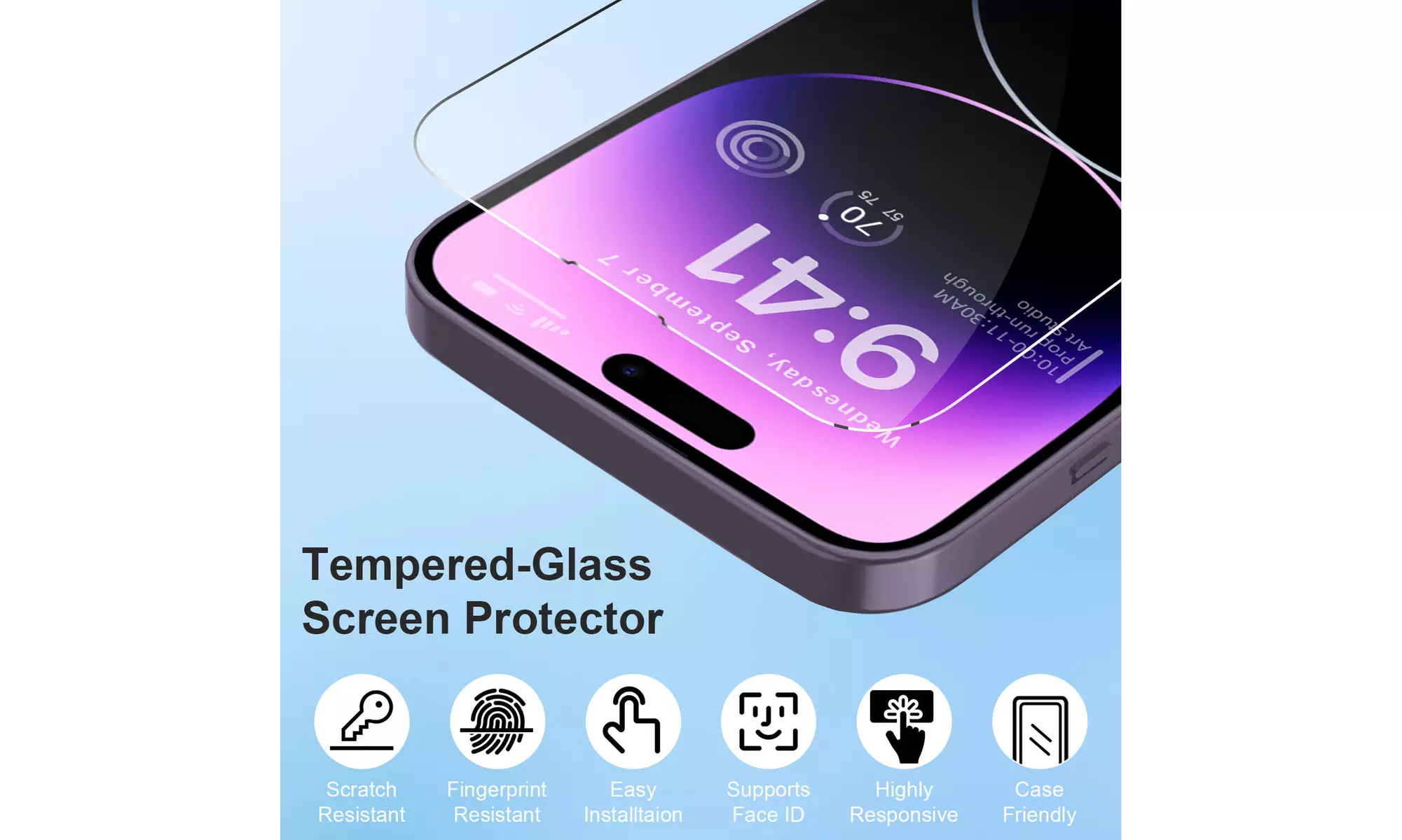 (2 Pack) Tempered Glass Screen Protectors For Apple iPhone 14 Pro Max/14 Plus