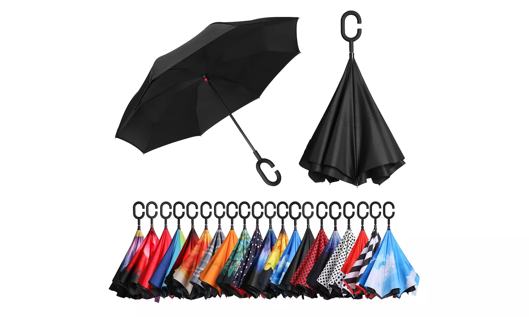 Double Layer Inverted Umbrellas Reverse Folding Umbrella Windproof UV Protection - Primary Image
