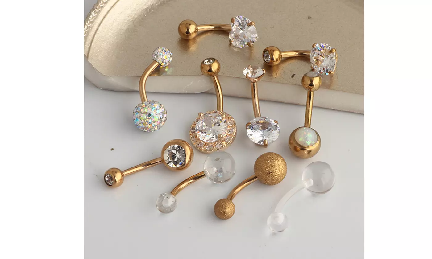 10 PCS 14G Steel Belly Button Ring Ear Rings Body Piercing Jewelry