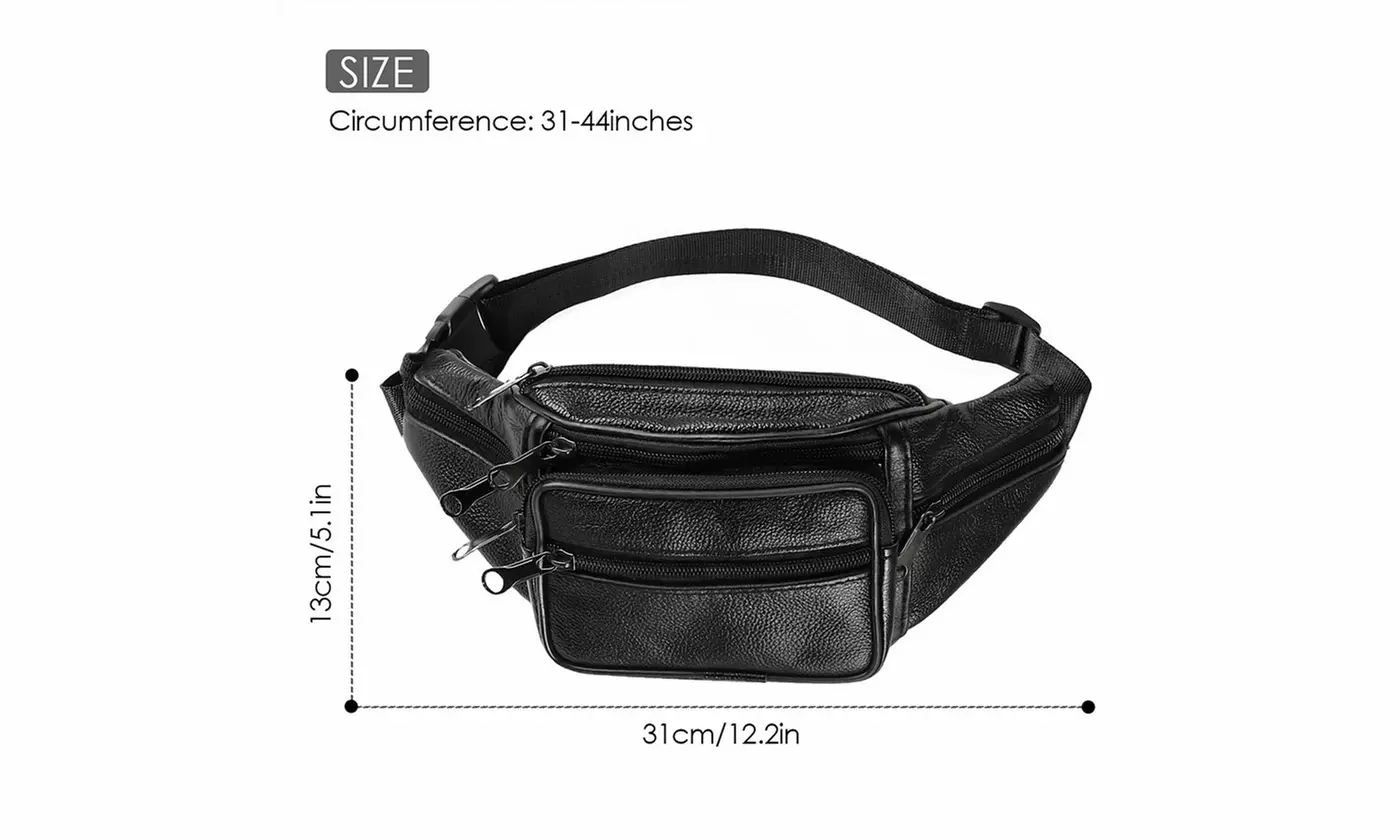 Multifunction Genuine Leather Hip Bum Bag Travel Fanny Pack Waist Bag