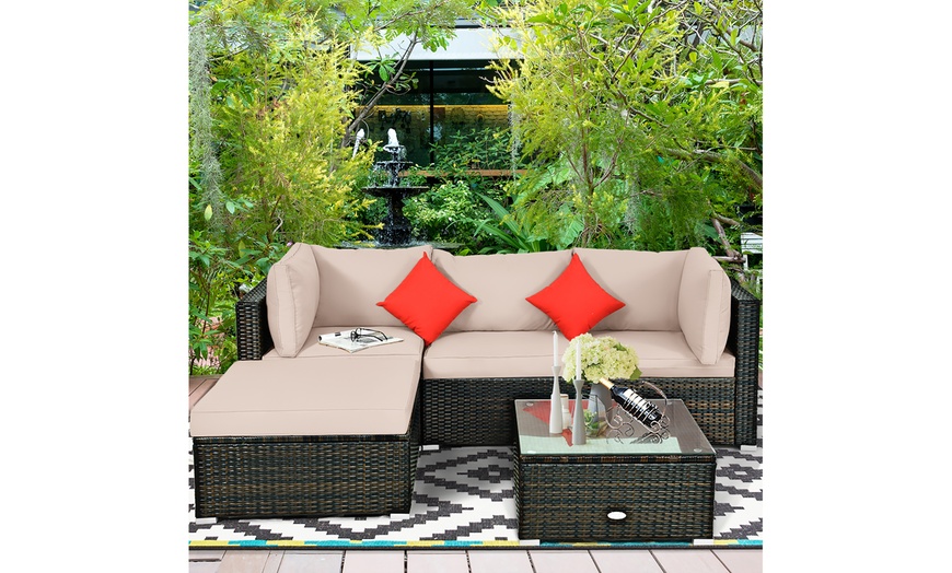 costway 5pcs outdoor sectional furniture set