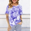 Image 8: Women's Round Neck Loose Tie-Dye Printed Short-Sleeved Twist Tunic