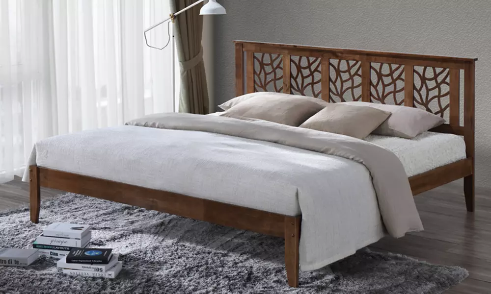 Trina Contemporary Tree-Branch-Inspired Platform Bed with Walnut Finish - Primary Image