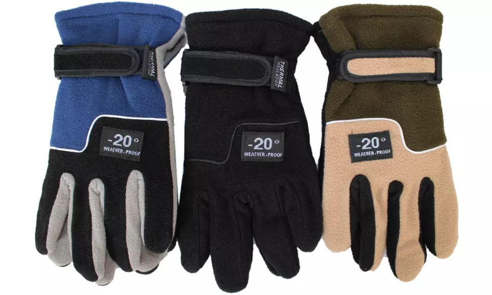 Men's Thermal-Insulated Warm Fleece Gloves (3-Pairs)
