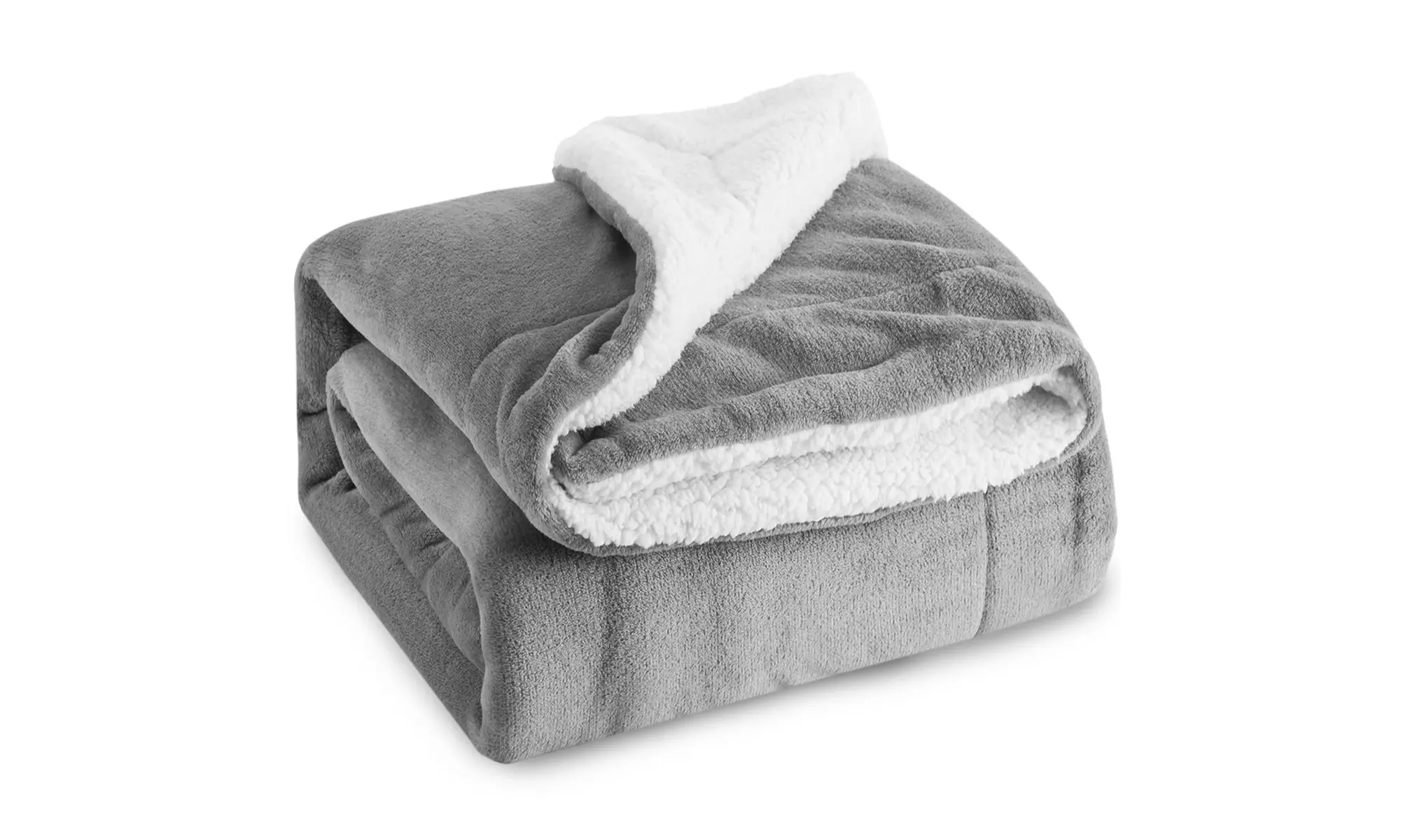 Bedsure Sherpa Fleece Blanket Plush Throw Fuzzy Soft Microfiber, King, Grey - Primary Image