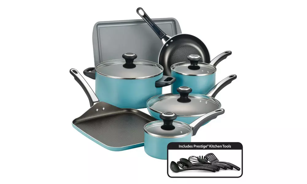 Farberware High Performance Nonstick Aluminum 17pc Cookware Set Aqua - Primary Image