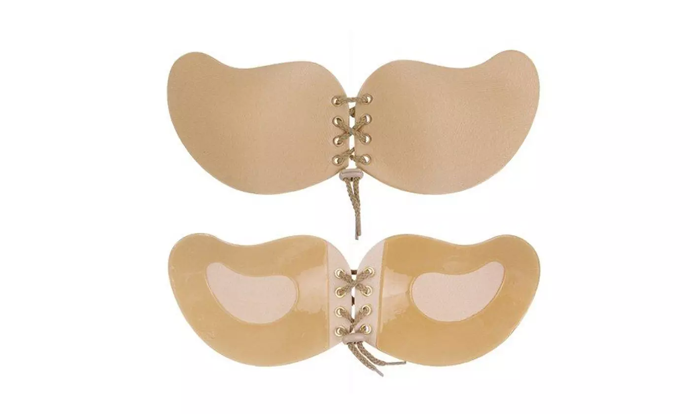 Silicone Nipple Covers Stick On Gel Push Up Strapless Backless Invisible Bras - Second Medium