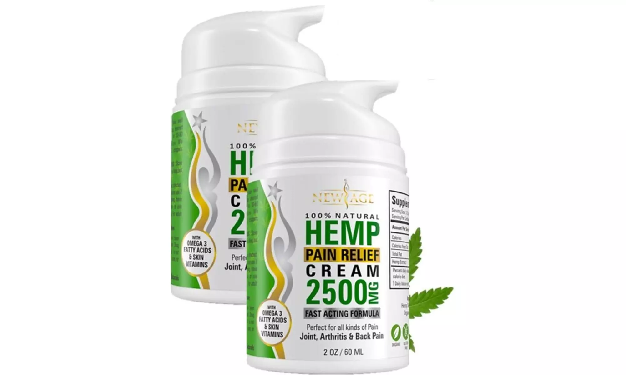(2-Pack) Hemp Cream Pain Relief by New Age - Natural Hemp Extract Cream, 2oz - Primary Image