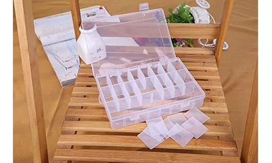 2-Pack 24 Grids Plastic Storage Box Jewelry Earring Tool Containers Organizer
