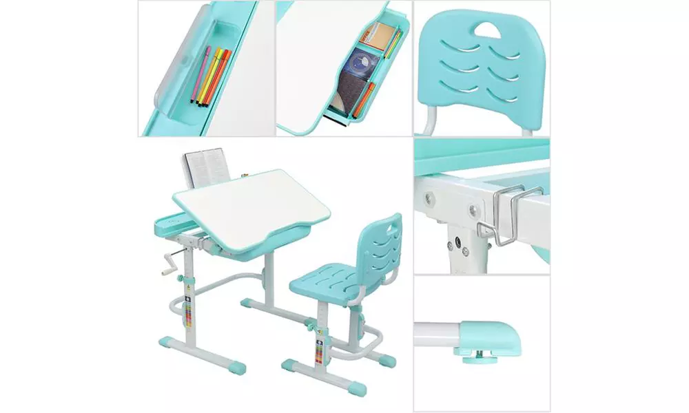 80Cm Hand-Operated Lifting Table Top Can Tilt Children's Study Table And Chair