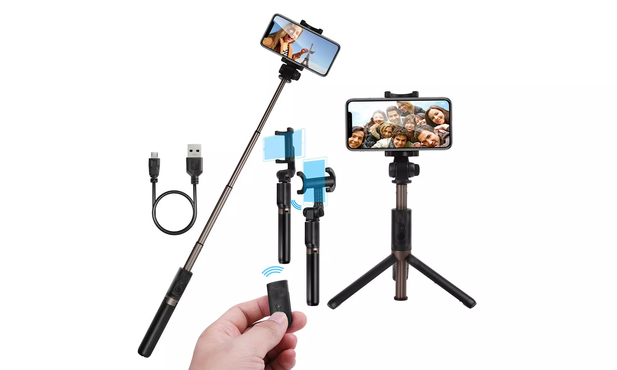 Extendable Selfie Stick Tripod with Bluetooth Remote For Smart Phones/iPhone - Primary Image