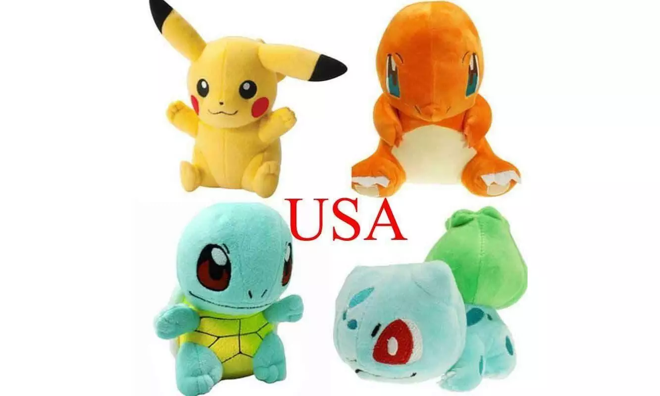 4 Pcs Set Pokemon Pikachu Bulbasaur Squirtle Charmander Plush Toy Stuffed Doll - Primary Image