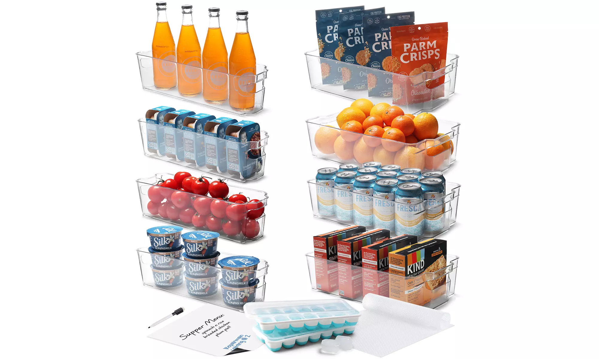 StorageBud 14-Pack / 16-Pack Stackable Fridge Organizer Bins - Primary Image