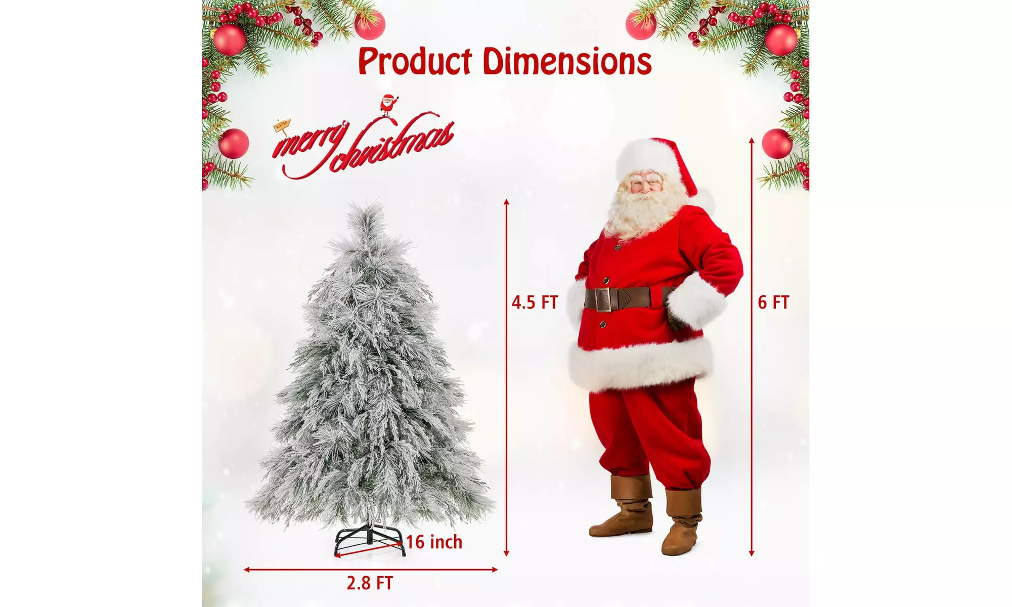Costway 4.5/6/7 FT Pre-Lit Artificial Christmas Tree with PVC and Pine Needles