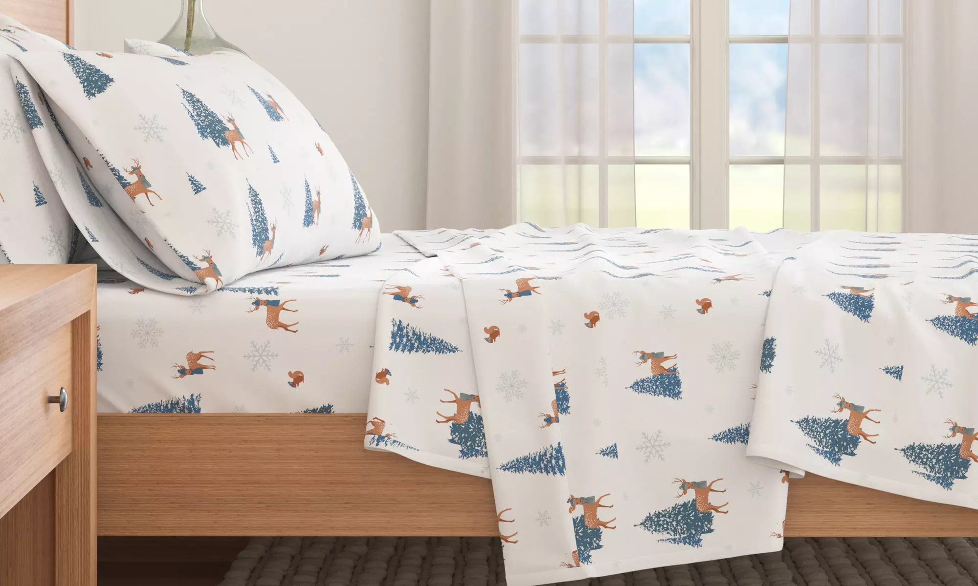 Turkish Cotton Winter-Theme Flannel Sheets Set