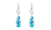 14K White Gold Murano Glass Blue Drop Earrings
