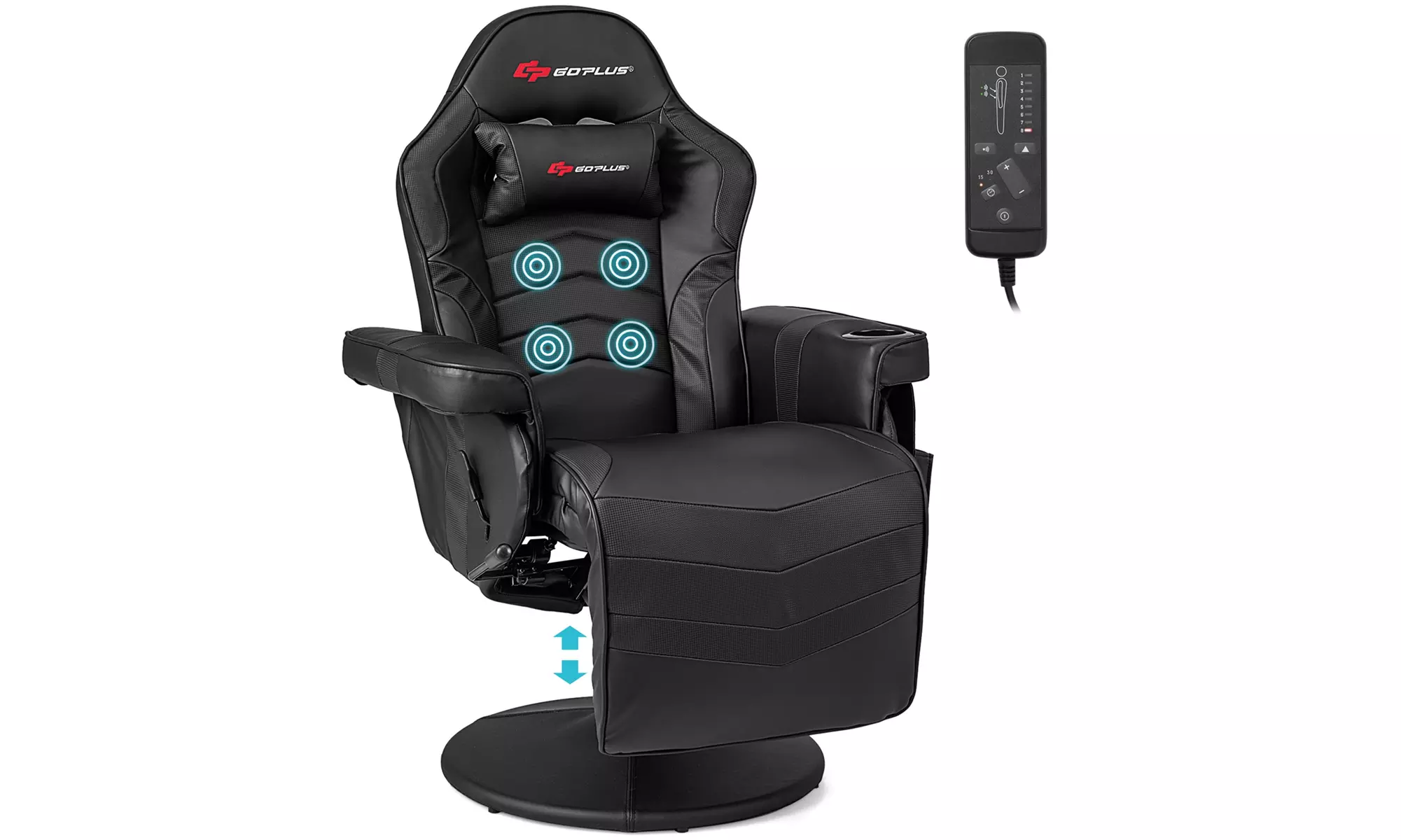 Costway Massage Gaming Chair - Adjustable Racing Swivel Chair with Cup Holder