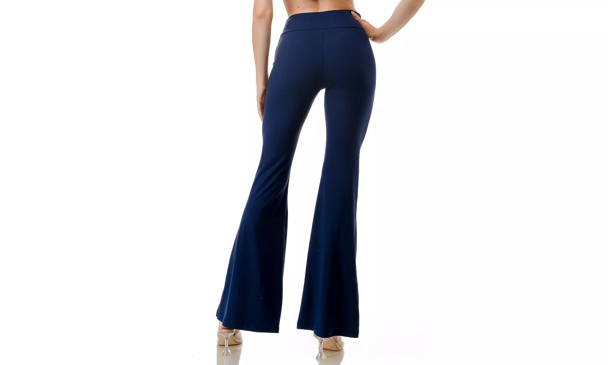 Women's High Waist Flare Leg Pants Elastic Tummy Control Yoga Casual Leggings