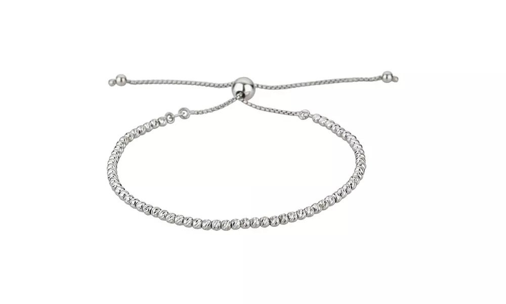 Sterling Silver Rhodium 2.30mm DC Bead Adjustable Bracelet - Primary Image