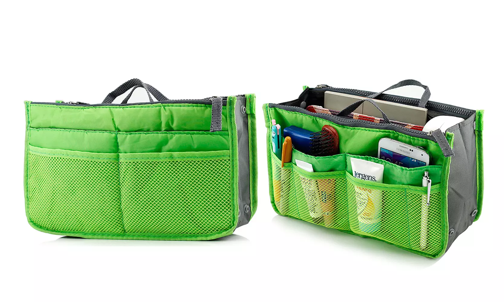 2-Pack:Women's Travel Tote Handbag / Purse Insert Cosmetic Organizer