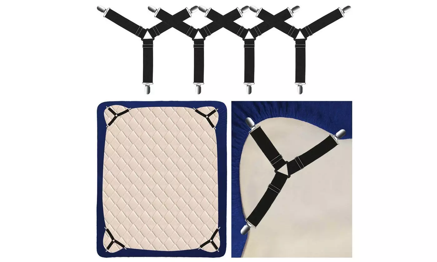 4pcs Triangle Bed Sheet Mattress Holder Fastener Grippers Clips Straps Suspender - Primary Image