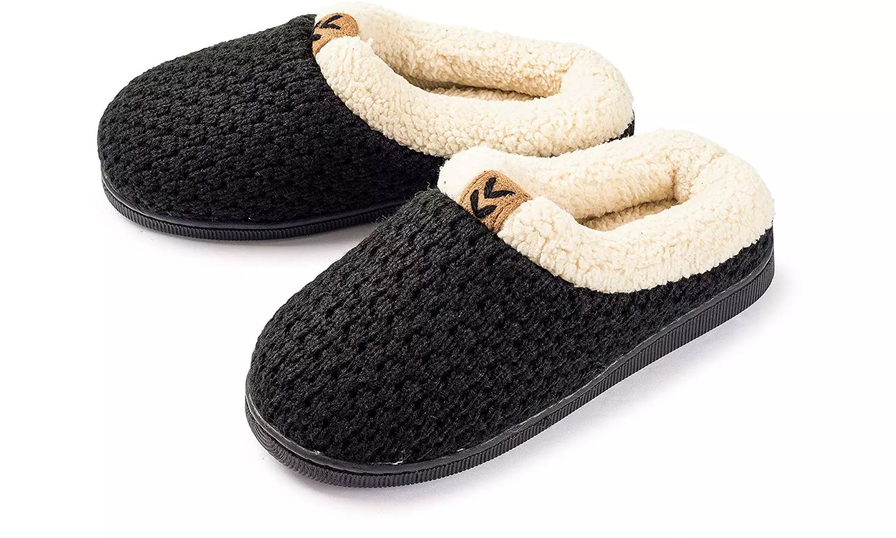 Pupeez Girls Sweater Knit Slippers Fleece Lined House Shoe - Primary Image