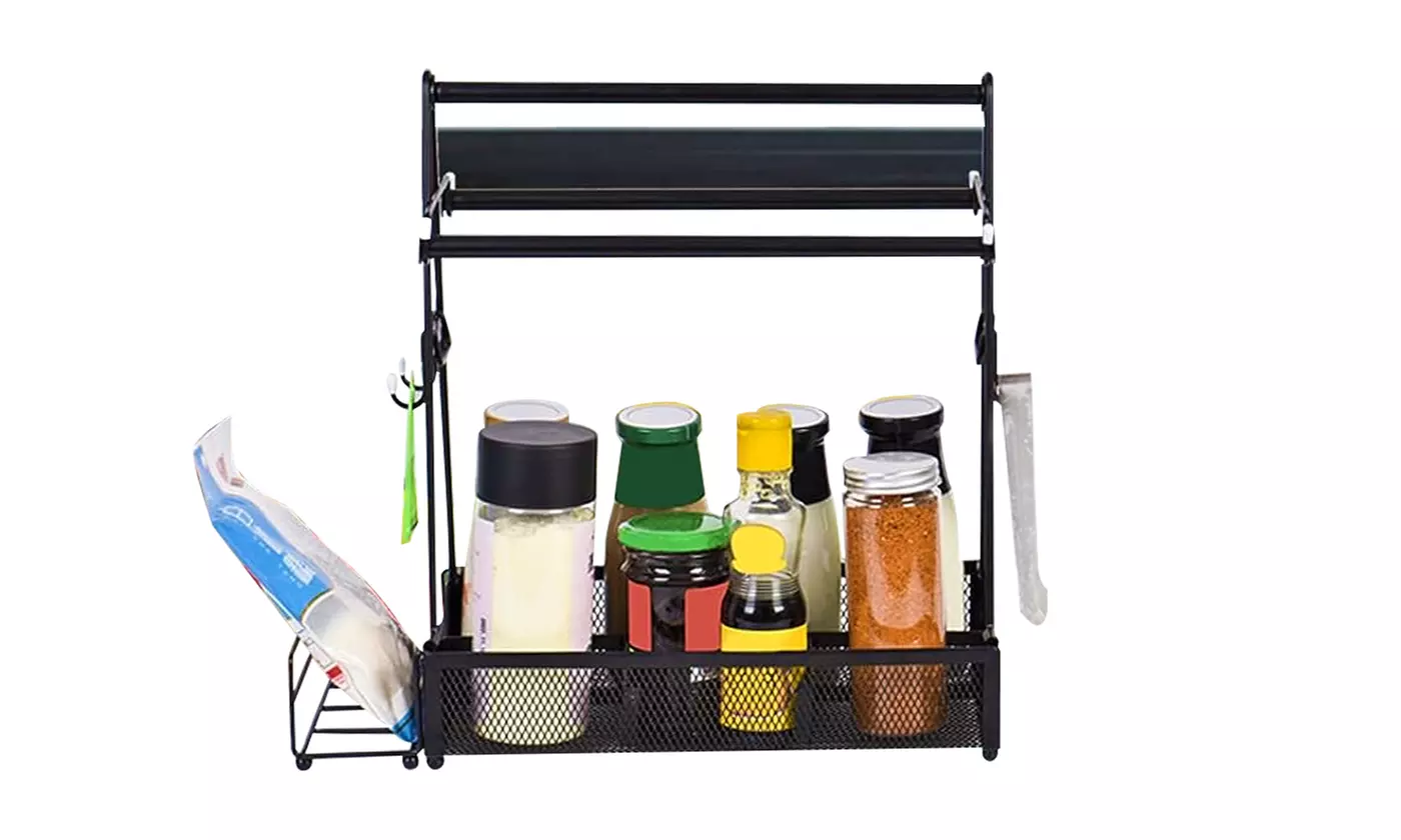 NewHome Metal Grill Utensil & Condiment Caddy for Outdoor Cooking & Camping