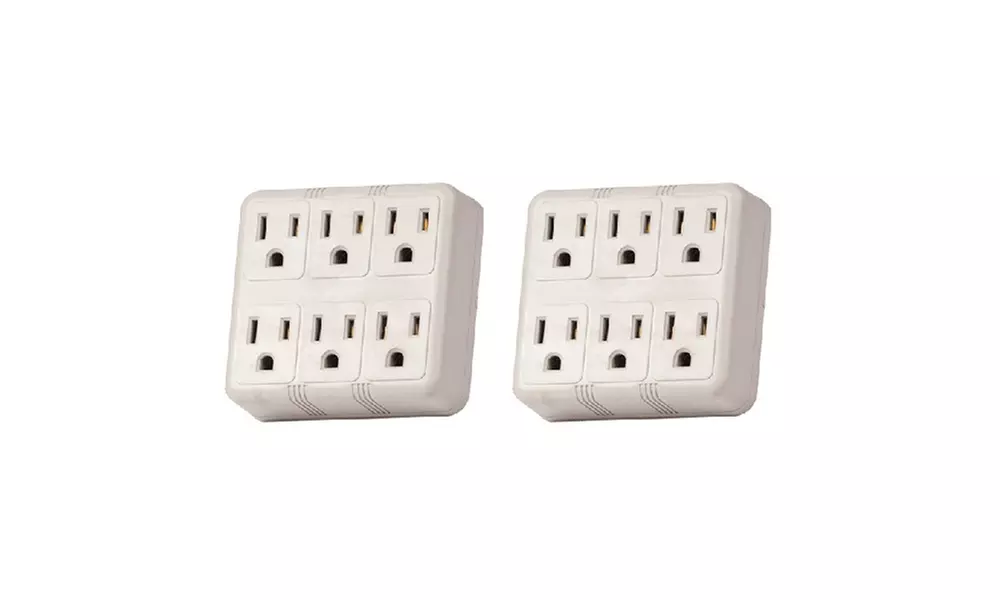 6-Outlet Grounded Wall Plug Adapters (2-Pack) - Primary Image